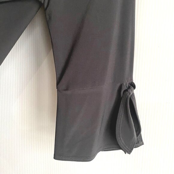 size M Clara Sun Woo tie cuff 3/4 sleeve side vent tunic top blouse gray lagenlo - Picture 3 of 8
